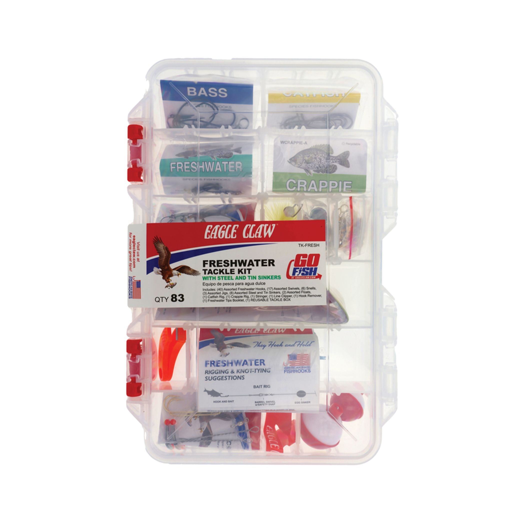 EAGLE CLAW TROUT TACKLE KIT, 68 PIECES, CONTAINS ASSORTMENT OF HOOKS,  TACKLE AND RIGS FOR FISHING FRESHWATER TROUT