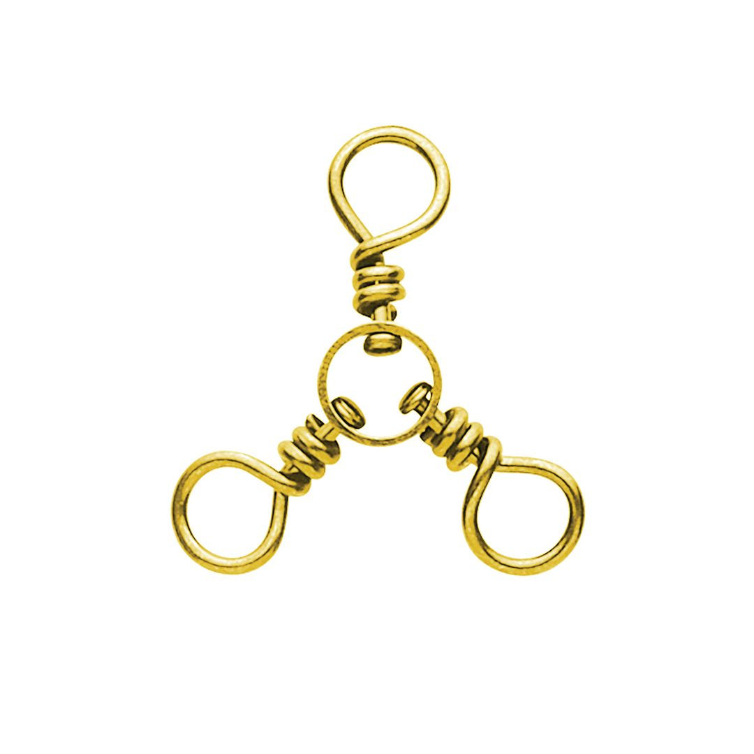 Eagle Claw 3-Way Swivel, Brass, Standard Pack, 1