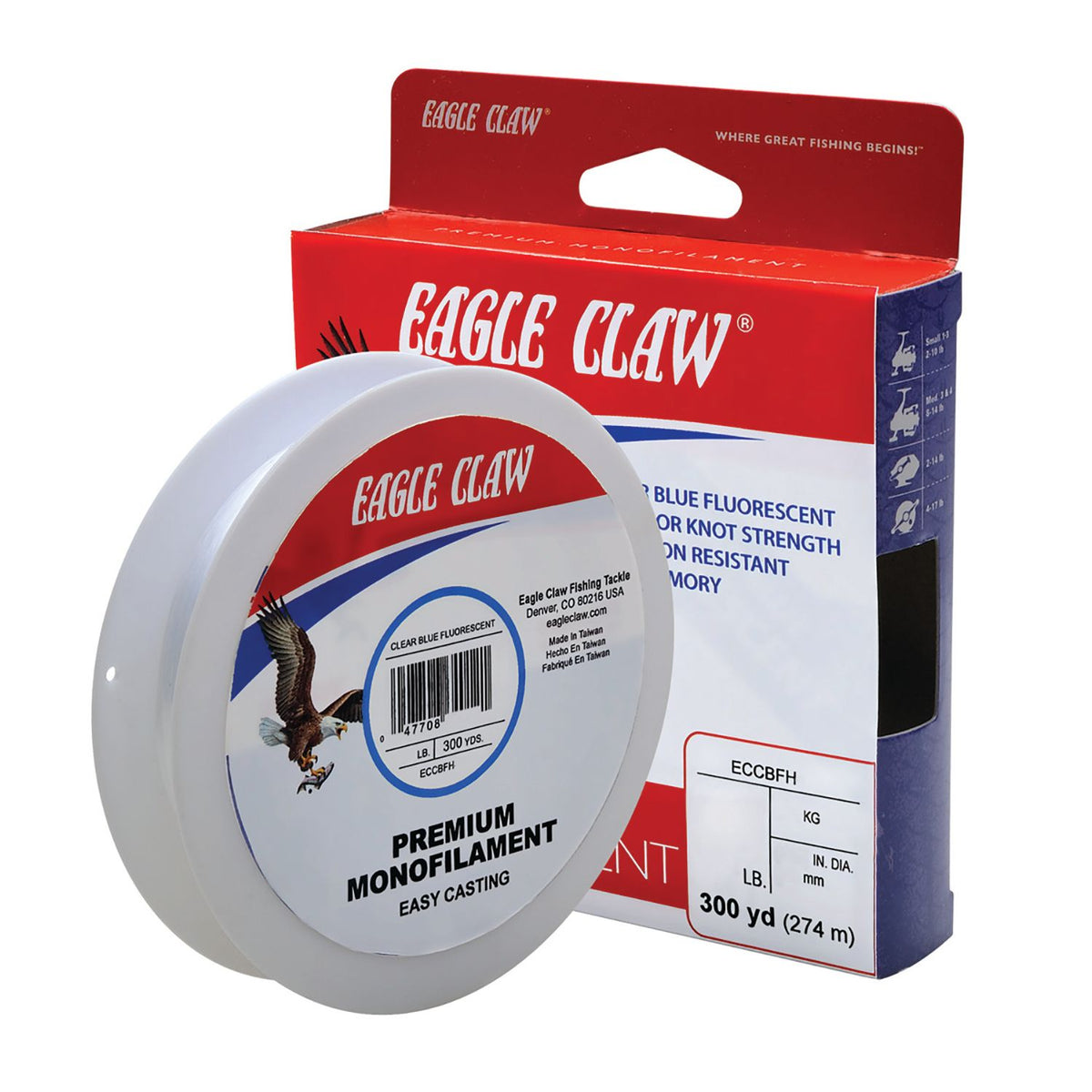 Eagle Claw Clear Blue Monofilament, 300 Yards, 20 lb.