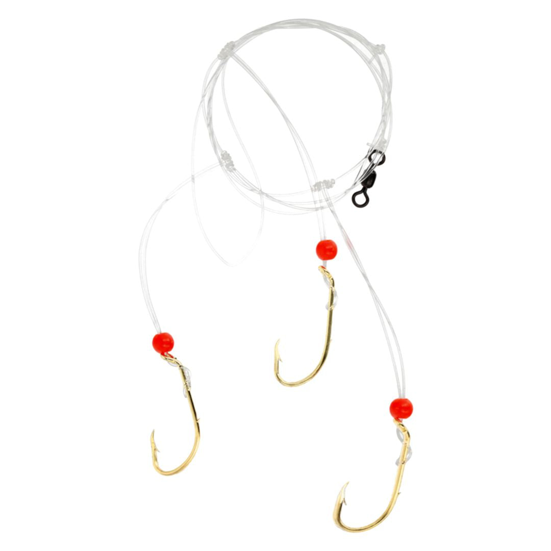 Lazer Sharp Sea Bass Hi-Lo Triple Drop Rig 32" - Size 2/0 Gold Baitholder Hooks