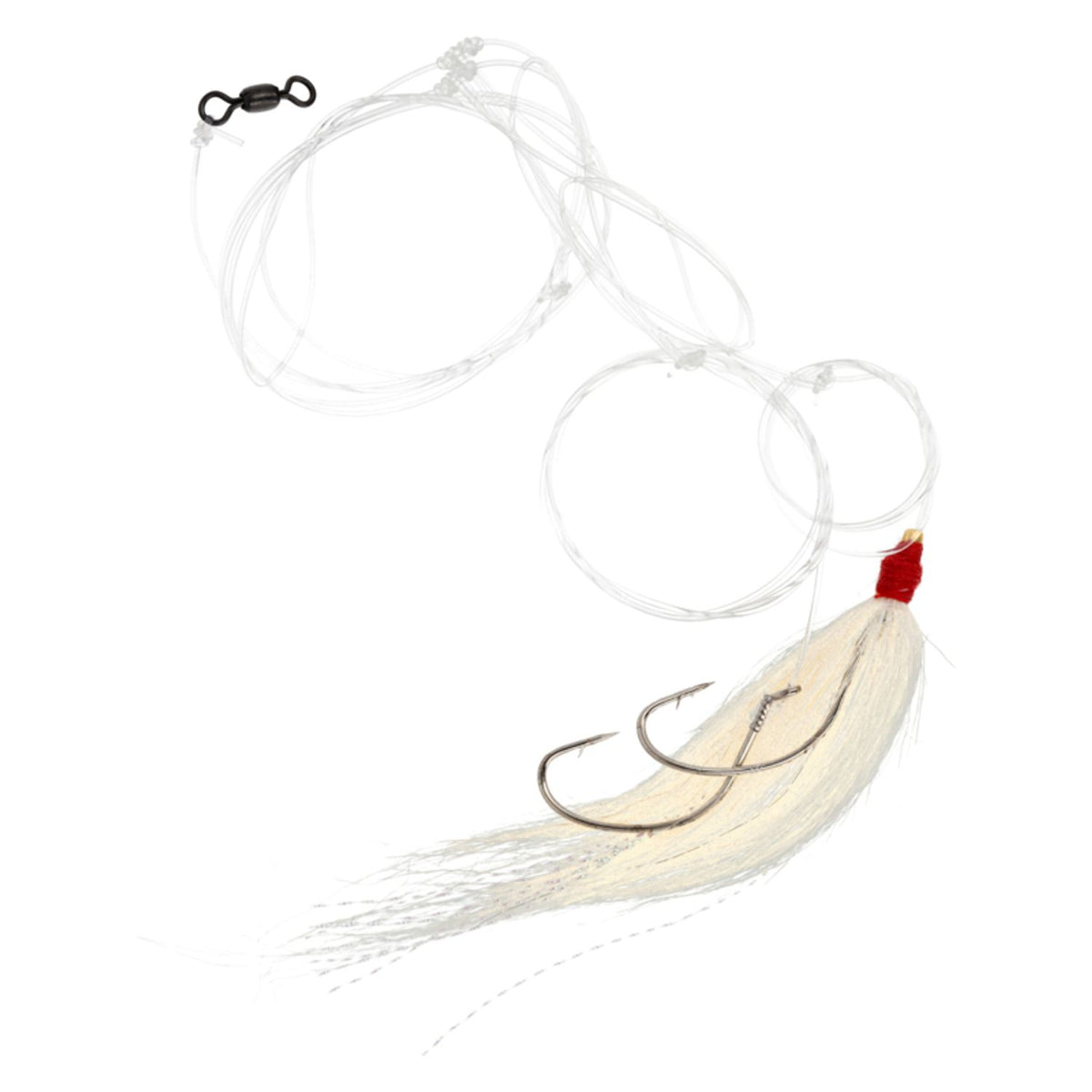Lazer Sharp Fluke Hi-Lo White Hair Rig 33" - Size 2/0 Nickel Kahle Hooks