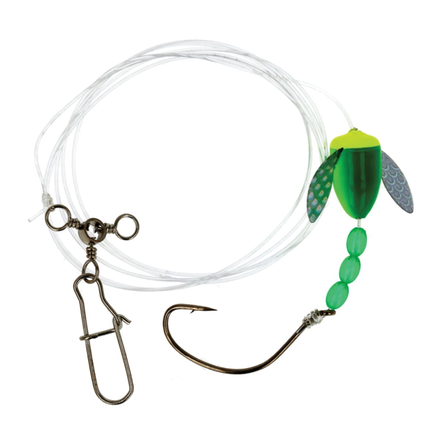 Lazer Sharp Fluke Bead Green/Silver Spin Float