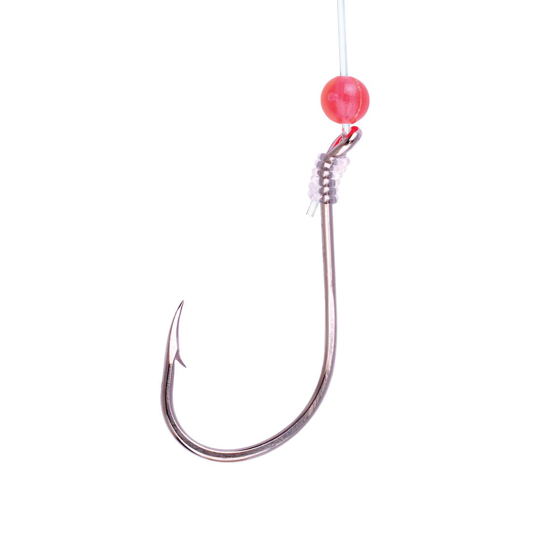 Lazer Sharp Octopus Snell with Red Bead, 12" Monofilament Leader, Nickel, 4/0