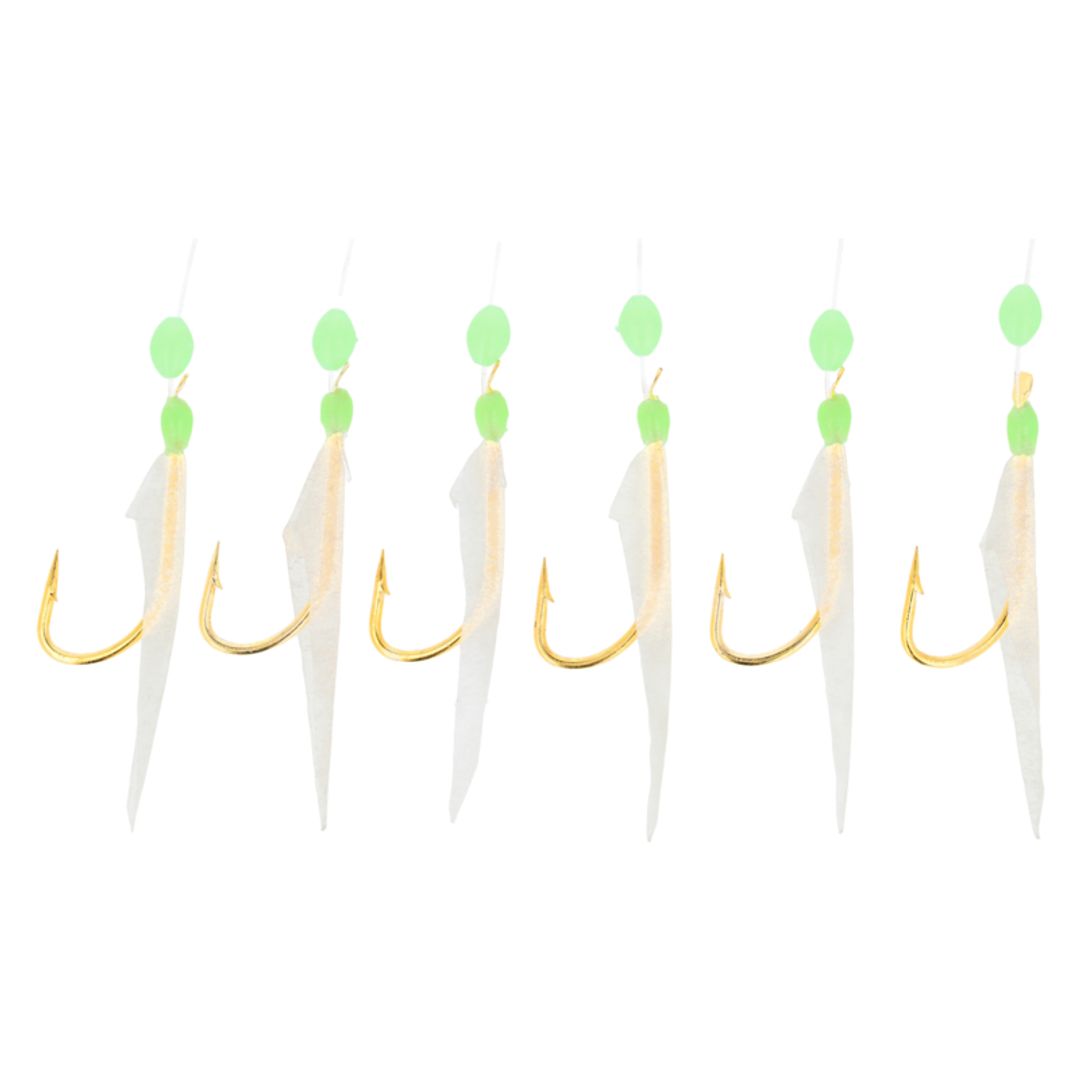 Lazer Sharp Green Head Hage Fish Skin Sabiki Rig, 6