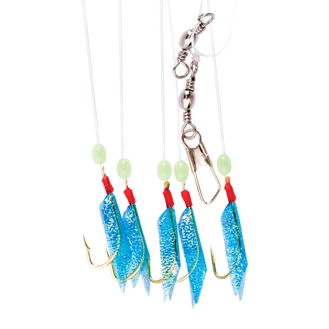 Lazer Sharp Sabiki Rig, Blue Wings, Green Bead, 3 Pack, 8