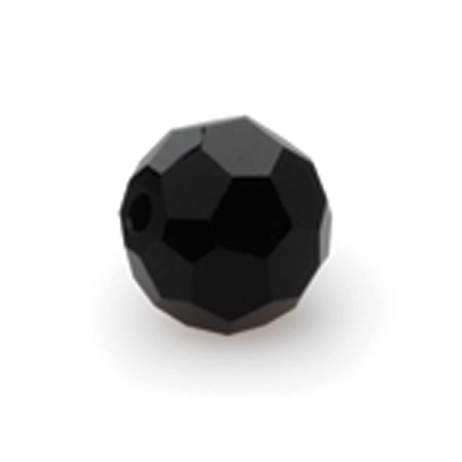 Lazer Sharp Faceted Glass Beads, Black, 8 mm