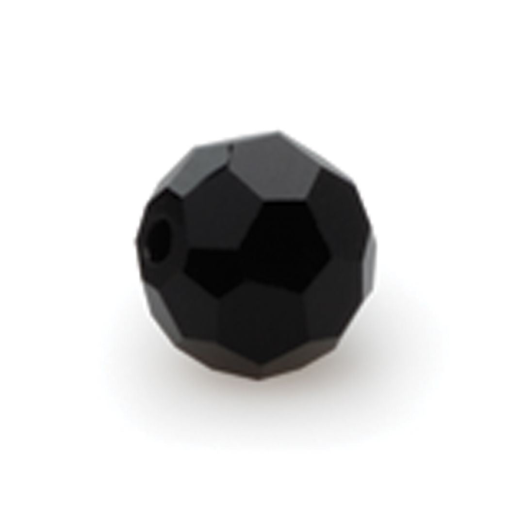 Lazer Sharp Faceted Glass Beads, Black, 8 mm