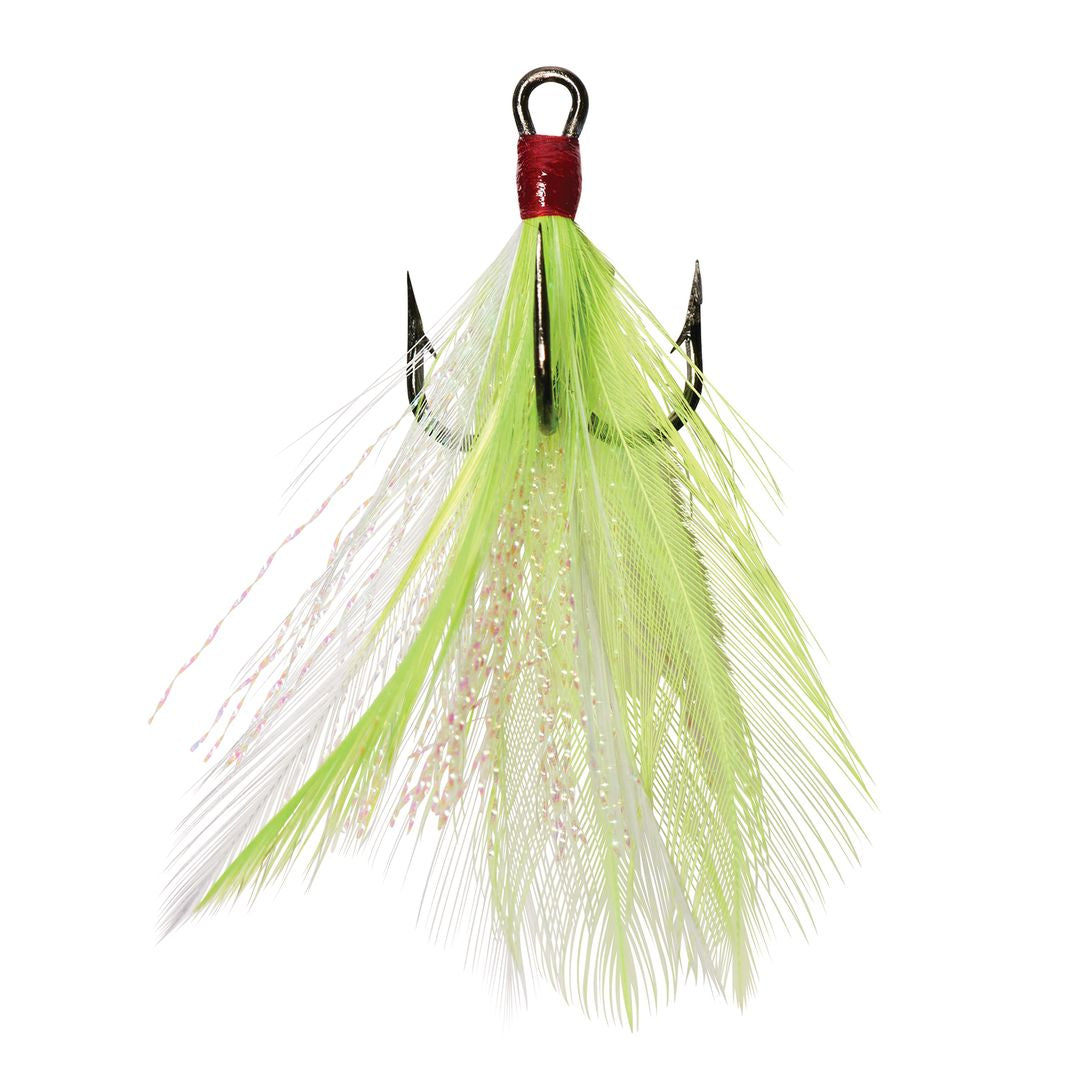 Lazer Sharp Dressed Treble Hook, Chartreuse/White, 4