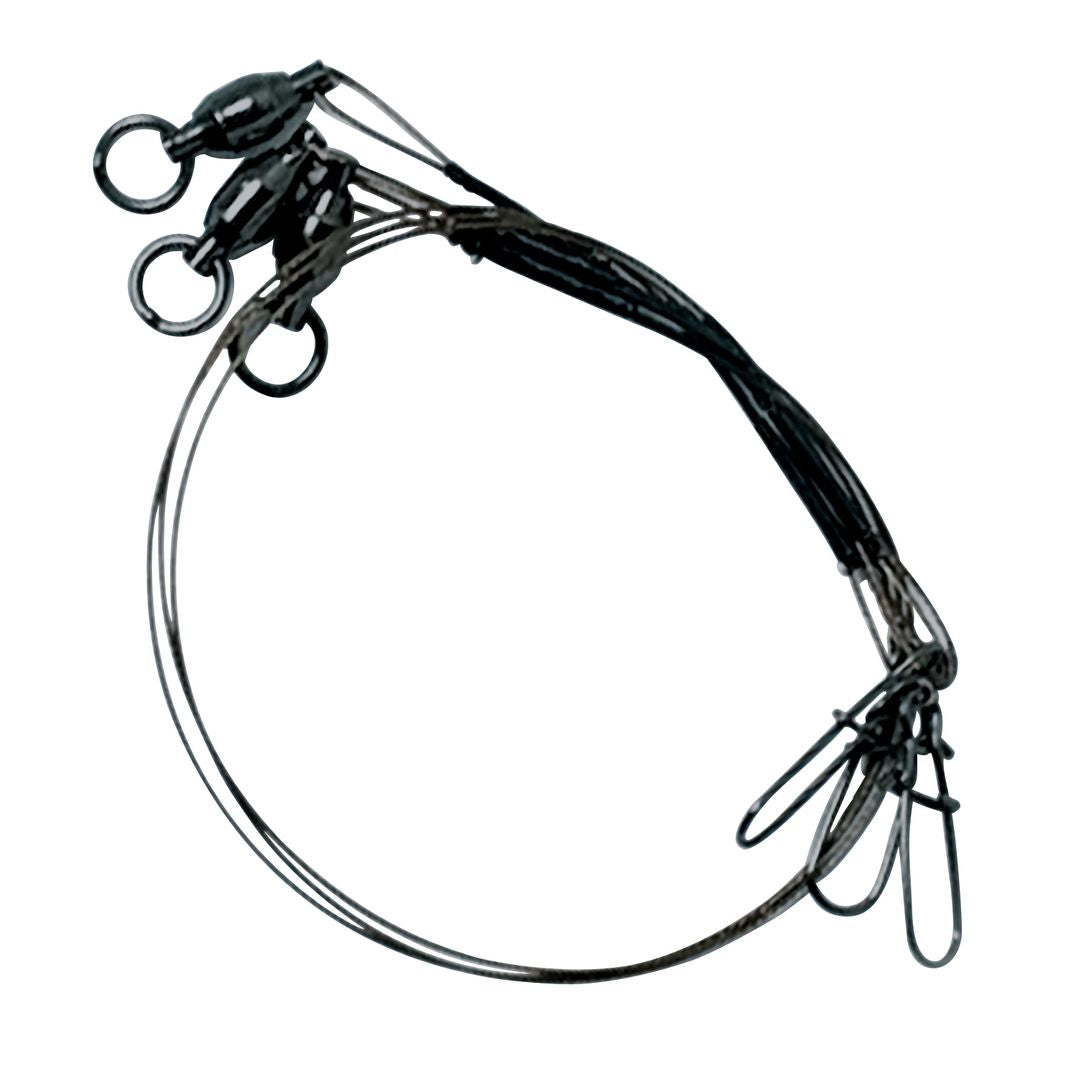 Lazer Sharp Steel Leader with Ball Bearing Swivel and Dual Lock Snap, 45 lb., 12" Length